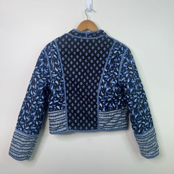 Reversible Quilted Jacket Boho Folk Print Paisley Floral Patchwork Women’s Sz XS - Picture 9 of 12
